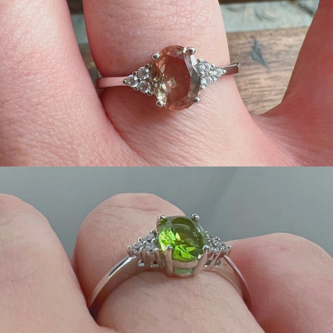 Brilliant Colour Changing Zultanite Ring, Silver Gemstone Mood Ring