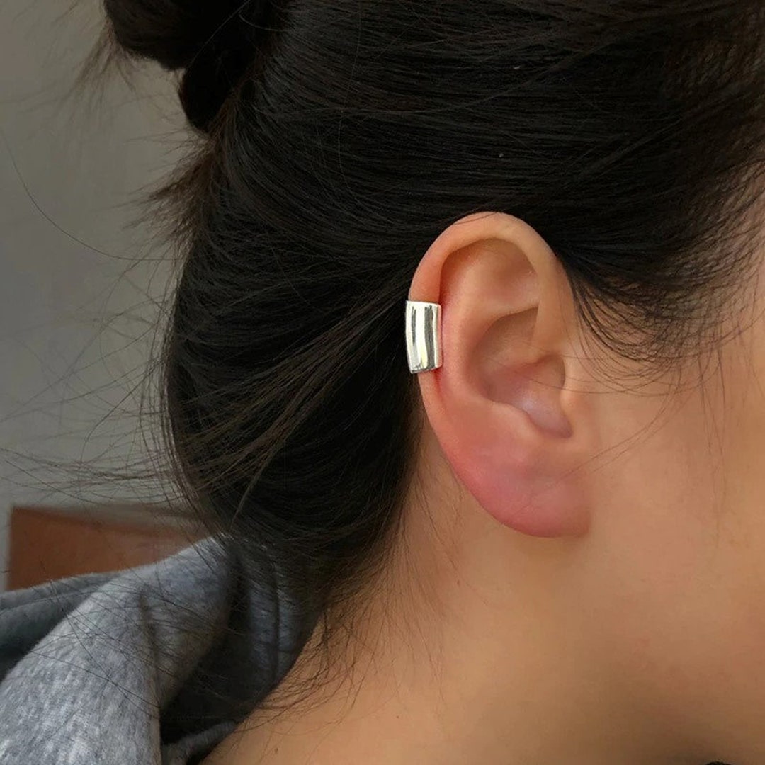 Sterling Silver Ear Cuff Chunky Cuff Earring Cool Thick Clip Etsy UK