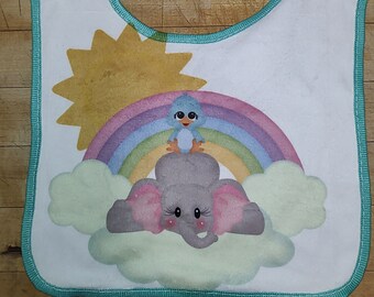 Adorable Elephant and Rainbow Baby Bib for Your Little One. Perfect for Newborns!