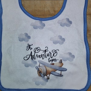 Adventure Begins Baby Bib, Soft & Absorbent Newborn Bib for Feeding, Perfect Baby Shower Gift for New Parents