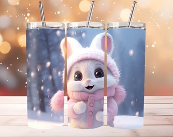 Custom Bunny Tumbler: Insulated Travel Mug, Gift for Kids & Adults