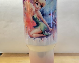 Grand gobelet holographique personnalisé fée clochette, gobelet isotherme pour les grandes faims, cadeaux magiques pour les fans de Disney
