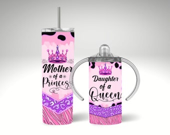 Mom and Daughter 20 oz Tumbler and 12 oz Sippy Cup, girls tip tumblers, Custom Cup, Insulated Cup, customized mug, girls trip tumbler