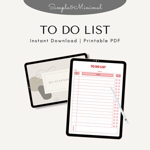 To Do List Printable, Minimal Printable To Do List, PDF Planner Checkliste, Aufgabenlisten, Sofortiger Download, Checklisten Vorlage, Tägliche Checkliste