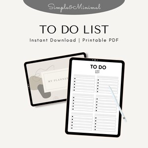 To Do List Printable, Minimal Printable To Do List, PDF Planner Checkliste, Aufgabenlisten, Sofortiger Download, Checklisten Vorlage, Tägliche Checkliste
