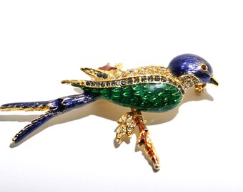 Vintage Brooch, Bird with colorful details