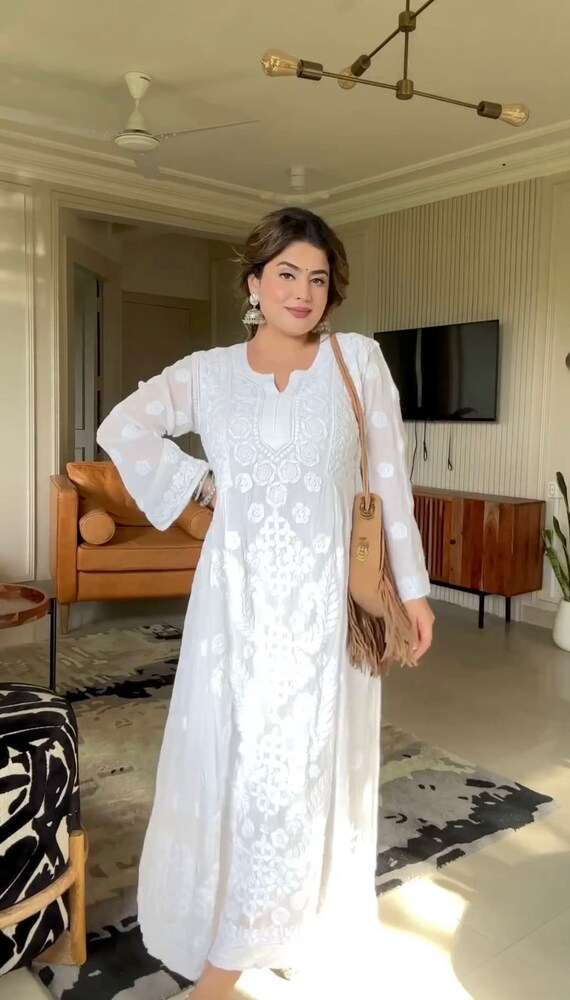 White chikankari cheap salwar suit