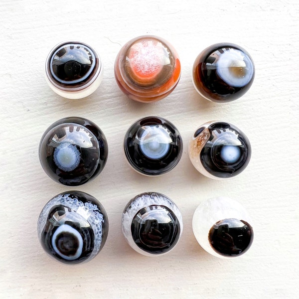 Agate Eyes - Gobi Agate Eyes- Gobi Eye Agate - Black Banded Agate - Agate Eyes - Banded Eye Agate - Banded Agate - Loose Gemstones