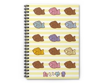 Taiyaki Spiral Notebook Japanese Soft Cover Notebook Kawaii Stationary