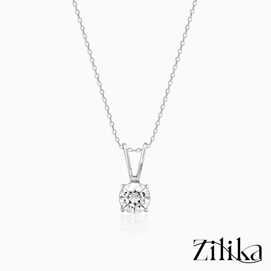 Zilika Silver Zircon Pendant With Link Chain Made by 925 - Etsy