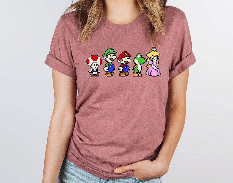 Pixel Super Mario Tshirt Super Mario Shirt Mario & Friend Etsy