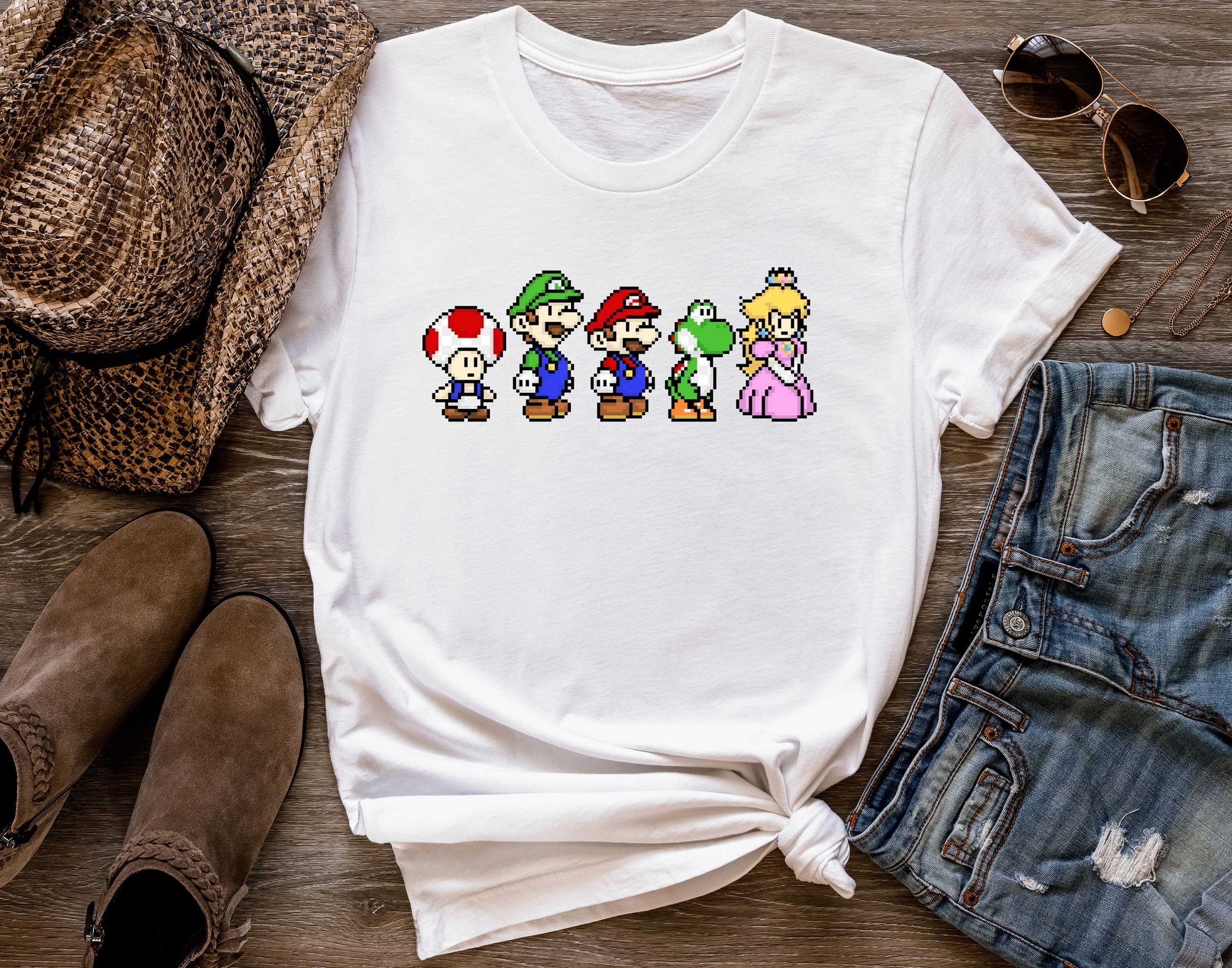 Pixel Super Mario T-shirt Super Mario Shirt Mario & Friend - Etsy