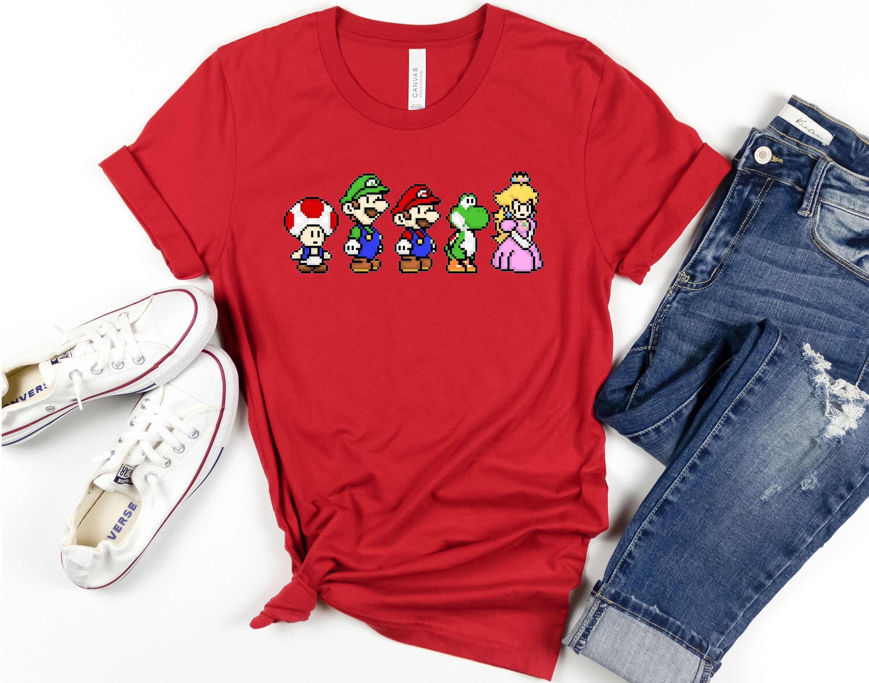 Pixel Super Mario T-shirt Super Mario Shirt Mario & Friend - Etsy