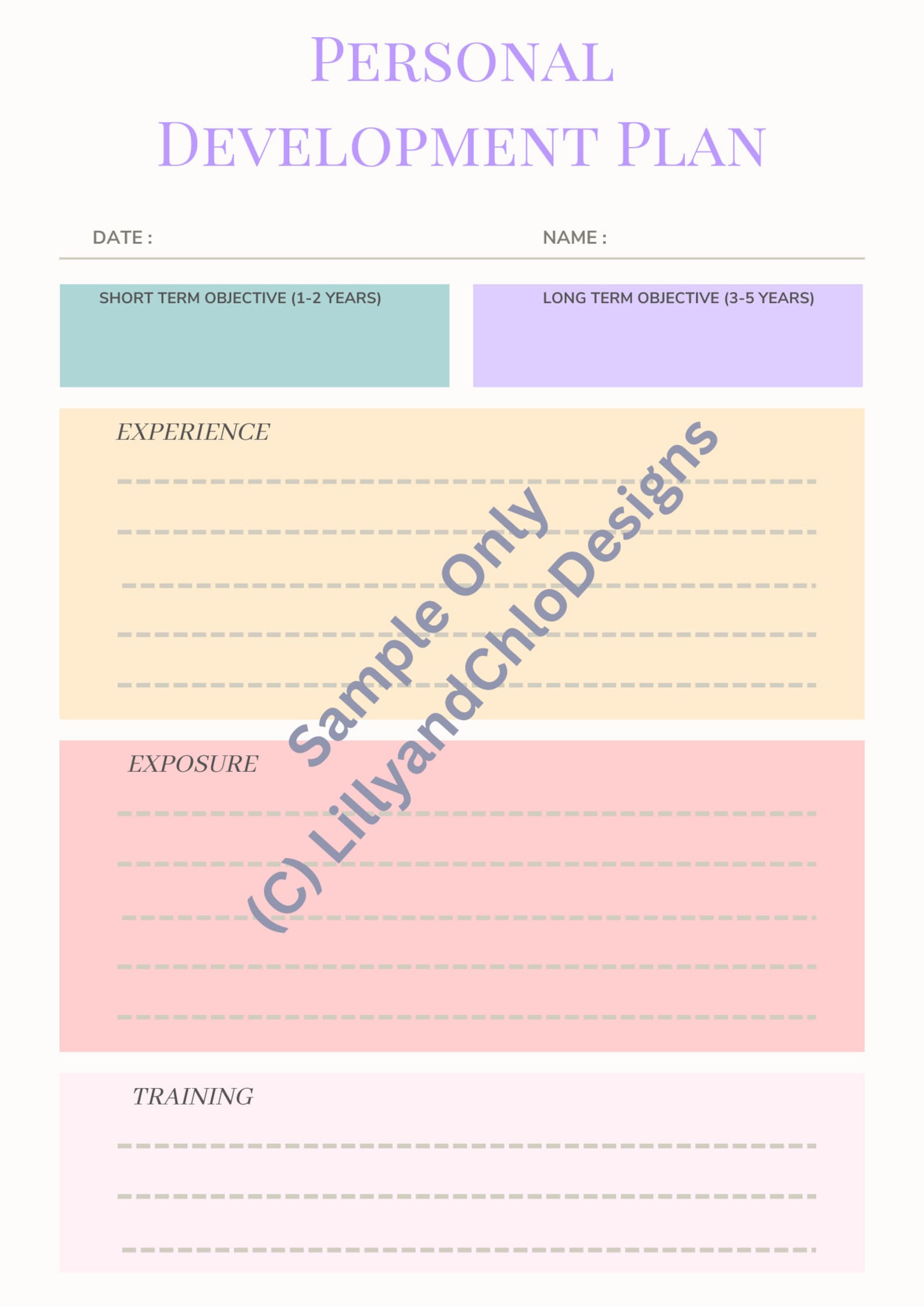 Printable Personal Development Plan | Vision Board & SMART Goal Setting ...