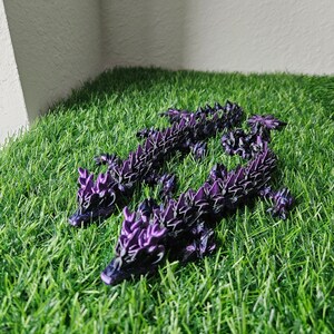 Winter Dragon Figurine, Mystery Egg, 17 inches long, Tri-colored Crystal Dragon, 3d printed Dragon, Articulated Dragon, Glow In the Dark