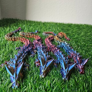 Tri-colored Crystal Dragon Matching Egg Option, 3d printed Dragon, Articulated Dragon Sensory Stress