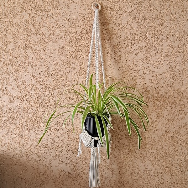 Suspension Daya pour plante en macramé, déco réglable et personnalisable bohème boho, porte pot réglable, plante fleur