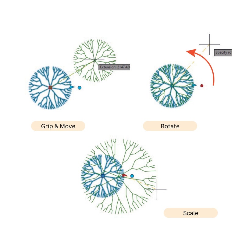 Vegetation Dynamic Blocks Autocad / Trees / Bushes / Plants / Potted