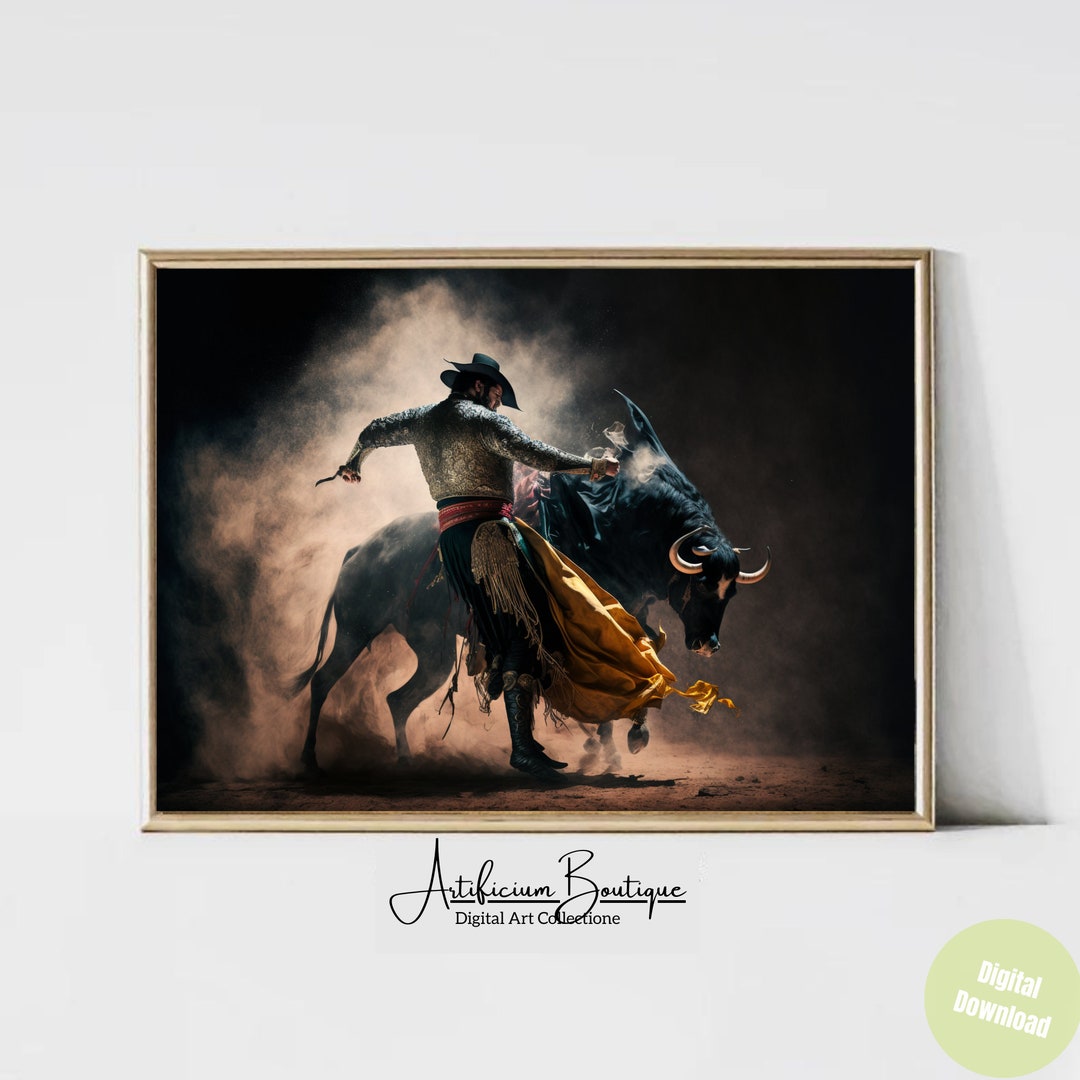 El Matador Bull Fighter Photorealistic Painting PRINTABLE Digital Wall ...