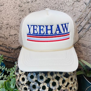 Yeehaw Embroidered Trucker Hat | Red, white & blue Rope hat | Snapback