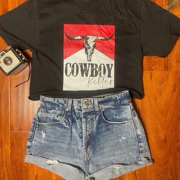 Cowboy Killer, black Crop Top | Cute Western Fashion | Country Music clothing | Graphic Tee