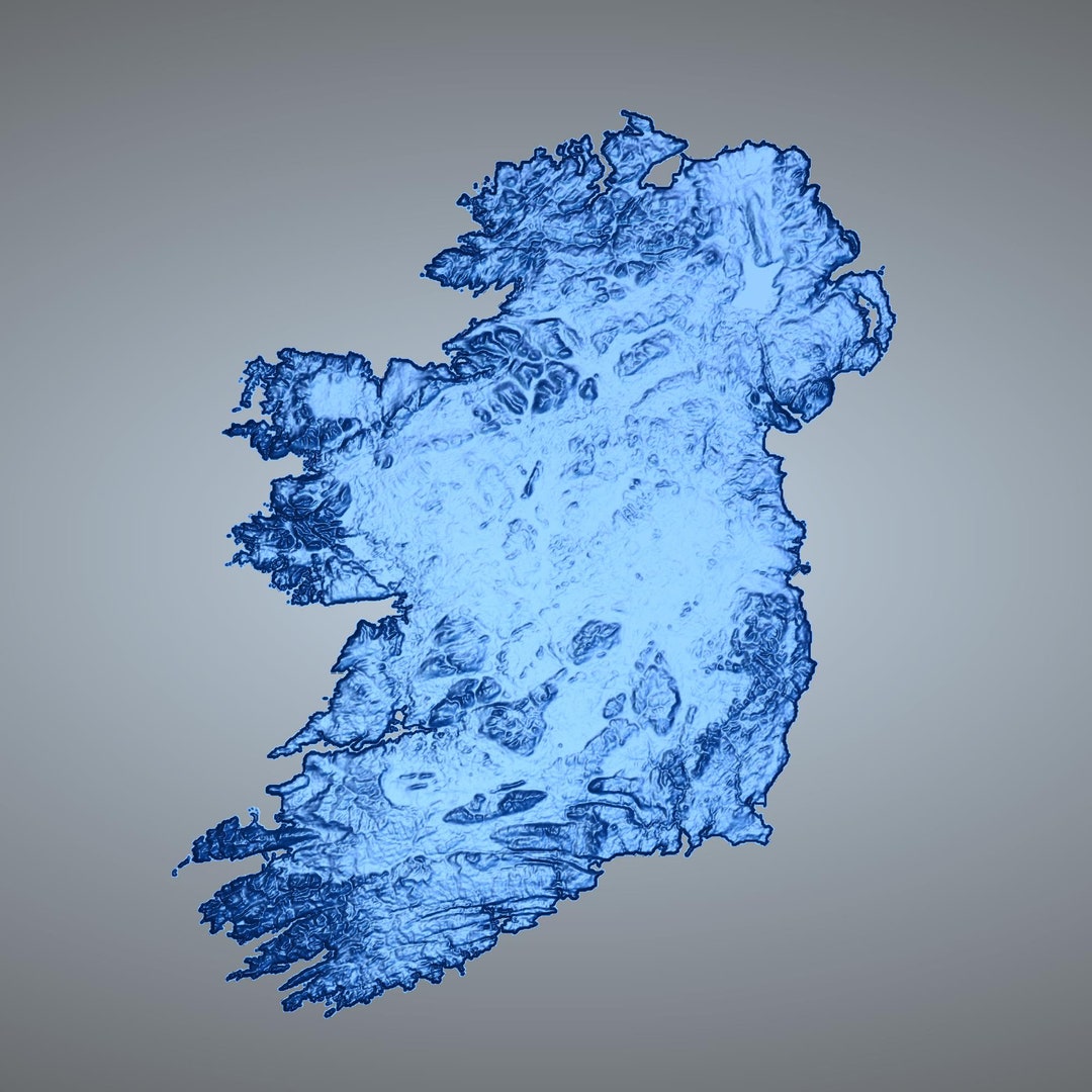 Ireland Topographic Terrain Map 3D Model Stl for CNC and 3D Printing