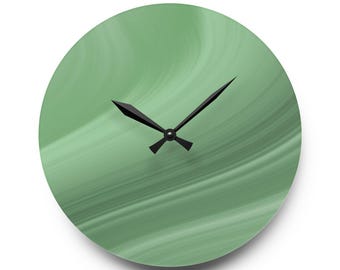 Sage Green Wavy Pattern Acrylic Wall Clock | Nature Inspired Elegant Home Decor | Modern Textured Silent Clock | Contemporary Wall Art Gift