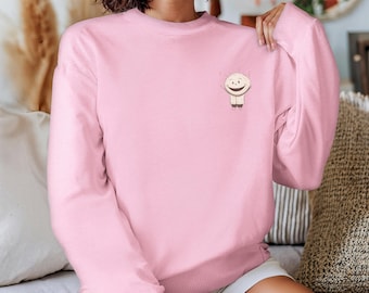 Wabi-Sabi Cute Smiley Pocket Hoodie & Sweatshirt | Embrace Imperfection and Joy | Minimalist Happy Face | Mindful and Playful Everyday Wear