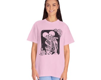 Comfort Colors Shirt Til Death Skeleton Lovers, Gothic Couple Rose Tee, Halloween Gift, Spooky Romance Shirt for Couples,Dark Love Aesthetic