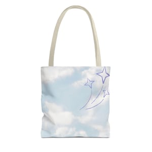 Aesthetic Cloud Sky Tote Bag, 3 Sizes and 5 Handle Colors |Pastel Dreamy Bag for Students & Artists, Blue Sky Reusable Tote for Everyday Use