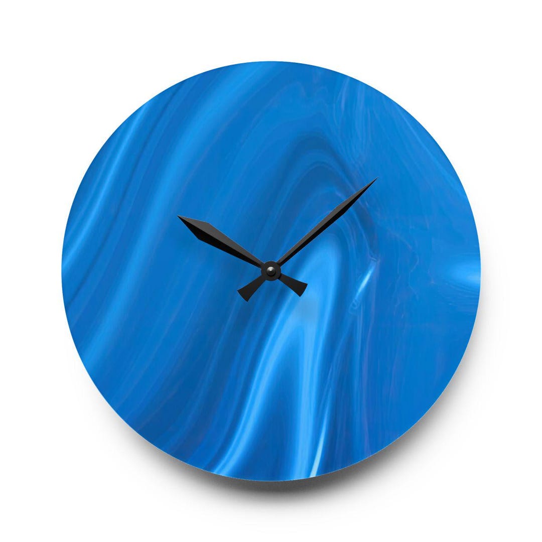 Abstract Blue Acrylic Wall Clock | Contemporary Art Design Timepiece ...