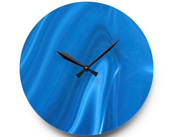 Abstract Blue Acrylic Wall Clock | Contemporary Art Design Timepiece | Coastal Home Office Accent | Modern Artistic Housewarming Decor Gift