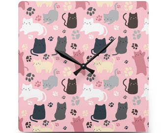 Cat Acrylic Wall Clock | Modern Feline Timepiece | Pet Lovers Home Decor | Minimalist Silent Accent | Decorative Room Art | Cat Owners Gift