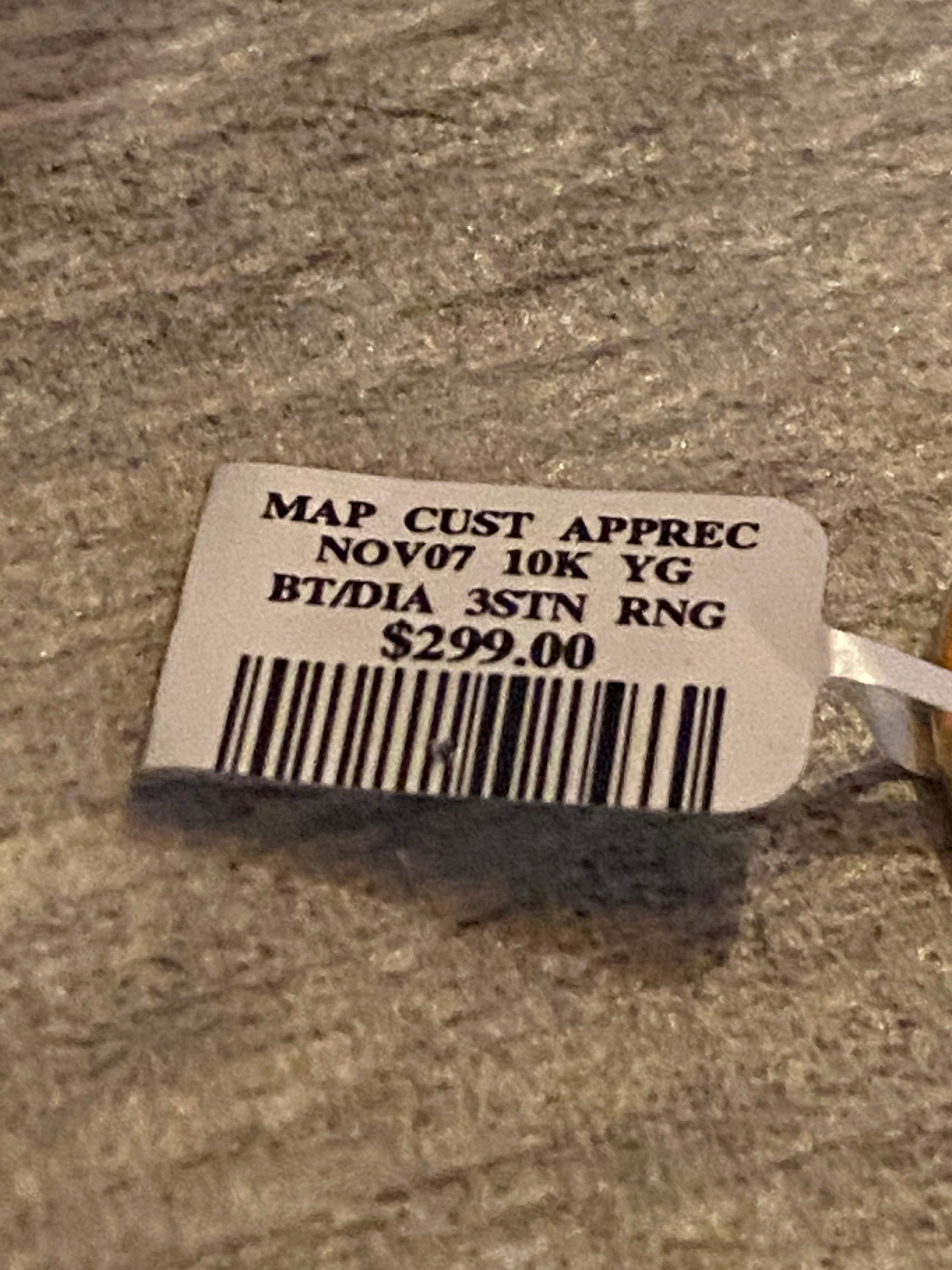 10K Yellow Gold BT DIA 3STN Ring Etsy Australia