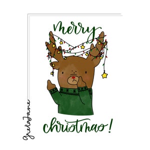 Carte de Noël amusante // Carte de vœux pour adulte // Carte de Noël inappropriée // Cul de renne grossier // Joyeux Noël !