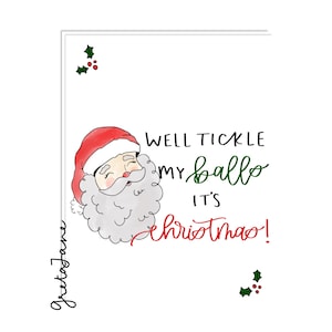 Tarjeta de Navidad divertida // Tarjeta navideña para adultos // Tarjeta de Navidad inapropiada // Papá Noel malo // Papá Noel divertido // ¡Haz cosquillas en mis bolas, es Navidad!