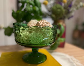 Green Glass Compote Dish - E.O. Brody Co.