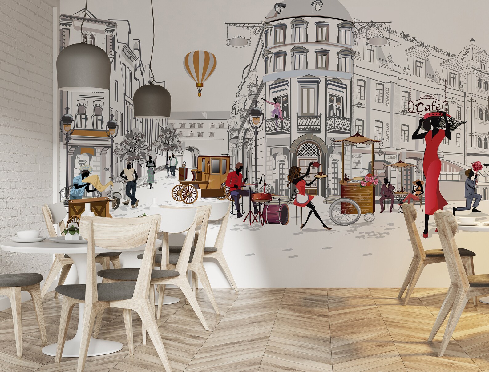 Fashion Wallpaper Cafe Wallpaper Art Wallpaper Peel and - Etsy