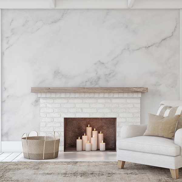 White Marble Mural, Marble Wallpaper, Peel and Stick, Removable Marble Wall Mural, Background Wallpaper, Living Room, Abstract Wallpaper