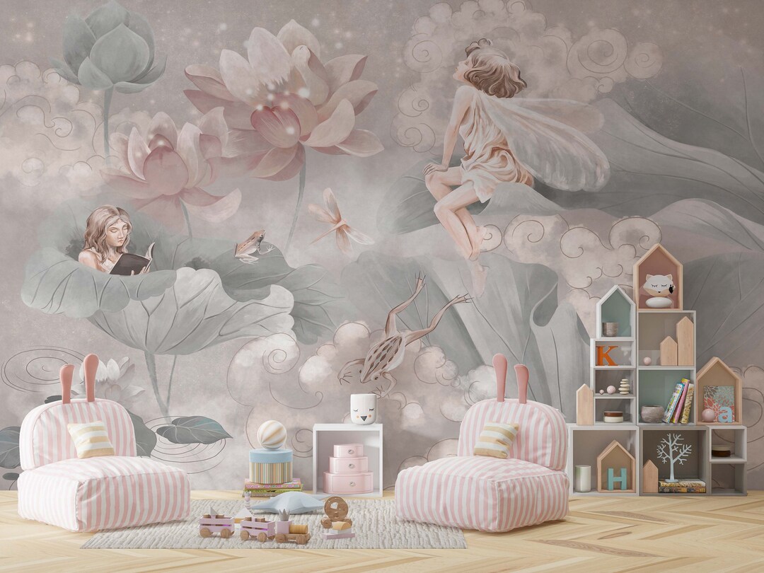 Princess Floral Art Nursery Wallpaper, Kids Wallpaper Peel and Stick