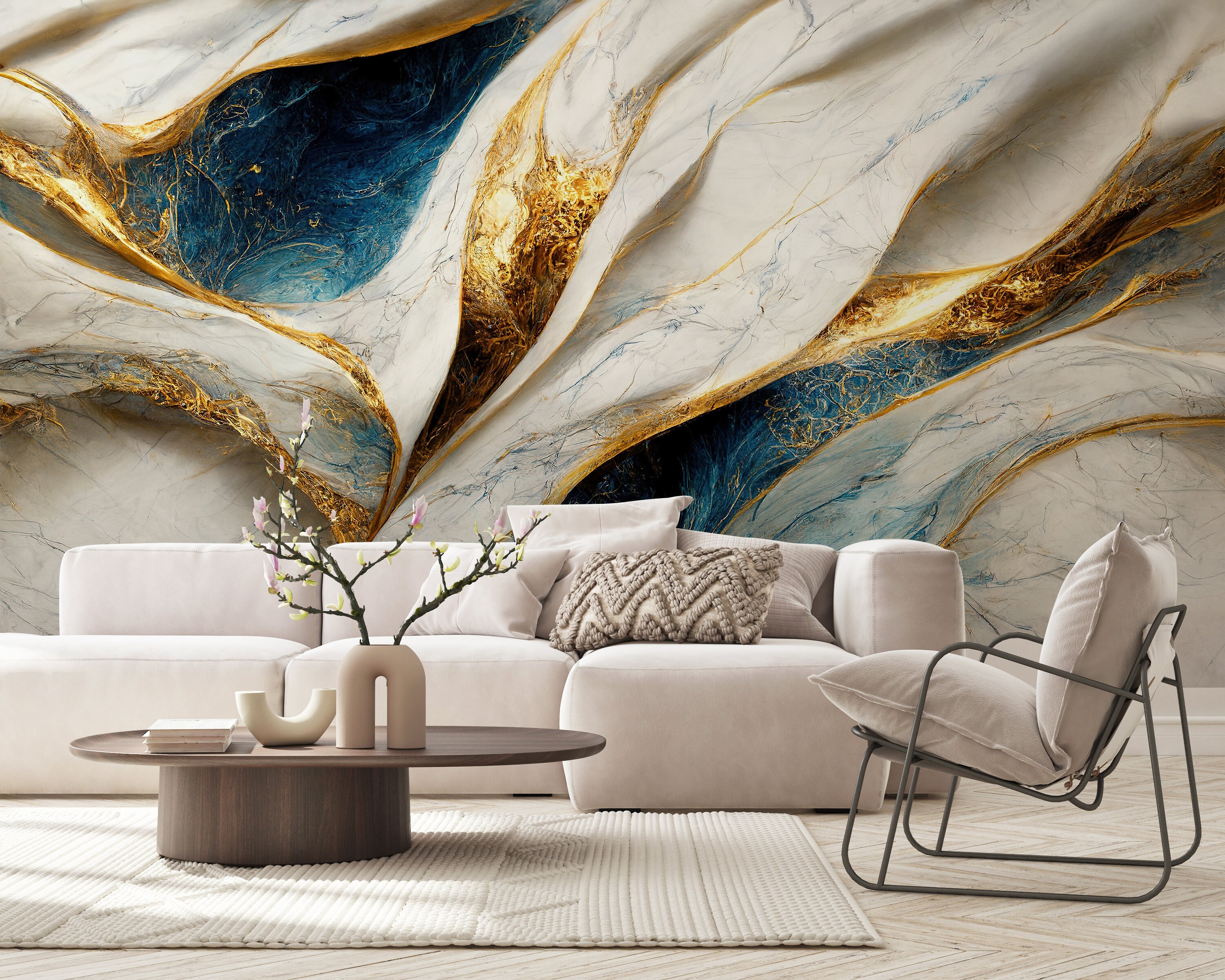 White And Gold Abstract Wallpaper