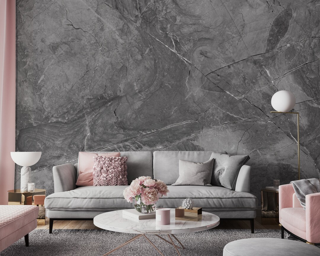 Buy Gray Marble Mural, Marble Wallpaper, Peel and Stick, Removable