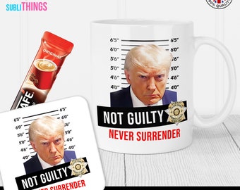Non coupable Donald Trump Mug Shot 11oz Mug Cup Funny Prison l'enfermer en prison