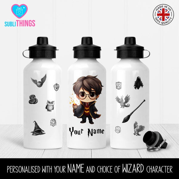 Personalised Wizarding Water Bottle Choose from 11 HP Characters Perfect for Back to School  600ml