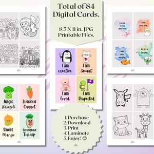 Little Minds Blossom: inspirerende affirmatie- en kleurkaarten voor kinderen - meer zelfvertrouwen, creativiteit, positiviteit, digitale printables, kinderen