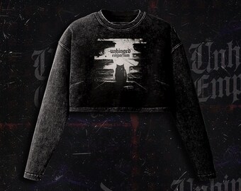 Maglietta a maniche lunghe gotica "Unhinged Emporium Black Cat", punk, skater, alternativa