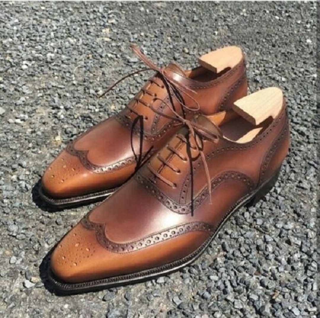 Bespoke Handmade Men's Tan Leather Oxford Shoe Men's Etsy