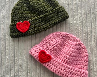 Crochet Heart Beanie (Custom)