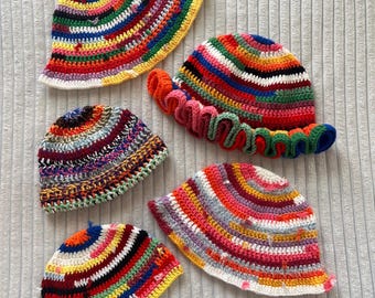 Crochet Scrap Yarn Hat (Pre-Made/Ready to Ship)