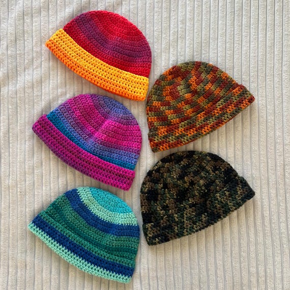 Bonnet Fait Main Au Crochet Multicolore - Gros Bonnet Femme, Livraison USA Uniquement
